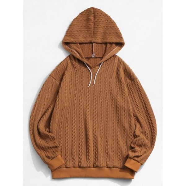 Drawstring Jacquard Hoodie Sweater