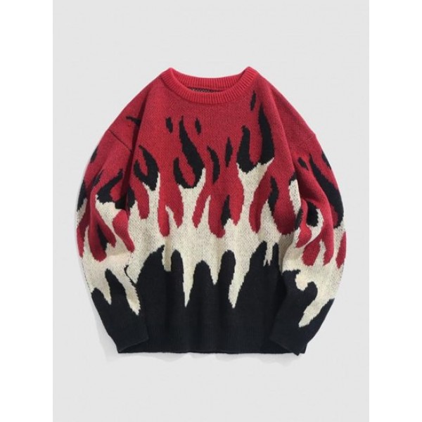 Fire Flame Graphic Y2K Aesthetic Sweater