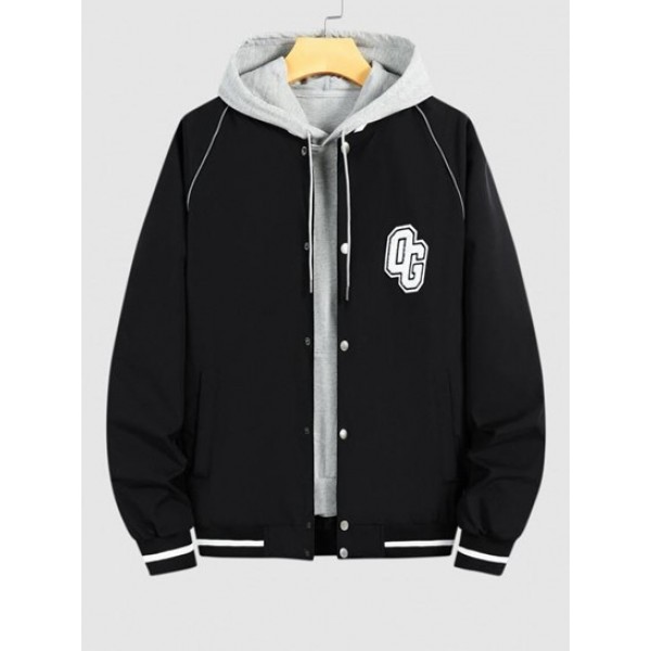 Letter OG Towel Embroidery Button Fly Baseball Varsity Jacket