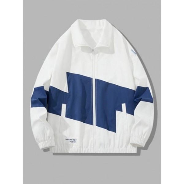 Colorblock Zipper Casual Jacket