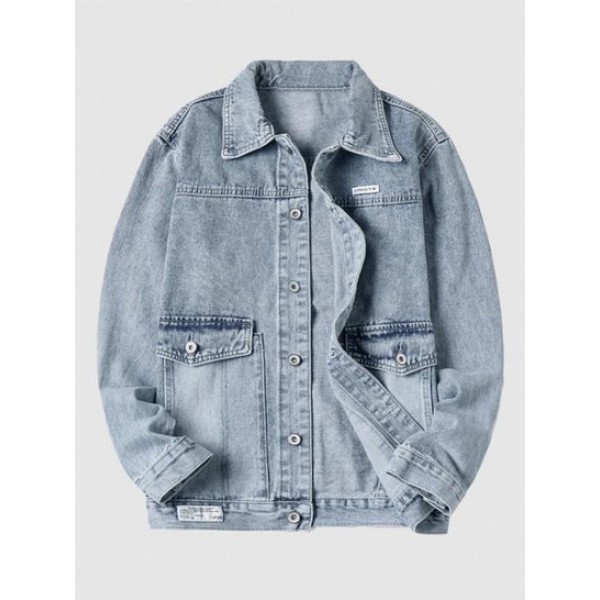 Light Wash Letter Patch Jean Jacket