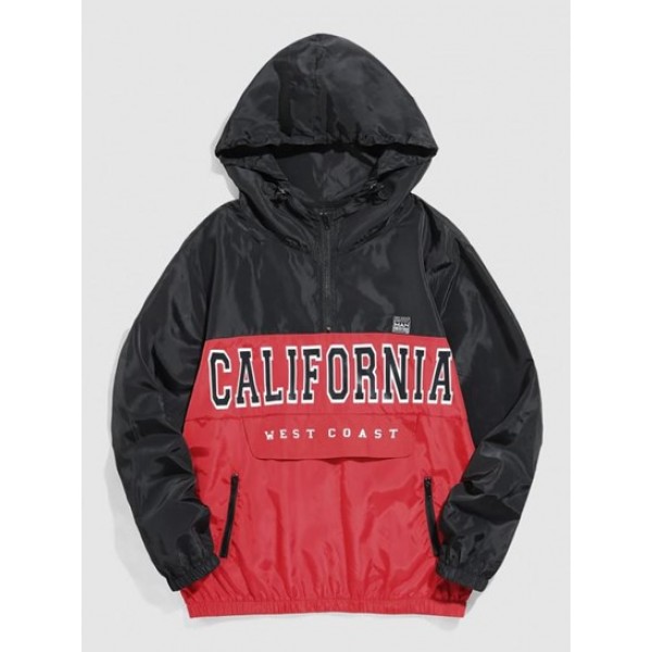 Colorblock CALIFORNIA Pattern Zipper Pul...