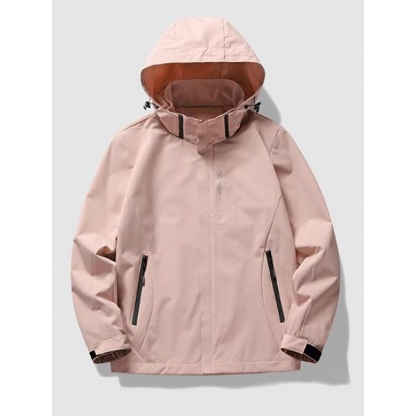 Zippered Pockets Ourdoors Hooded Jacket