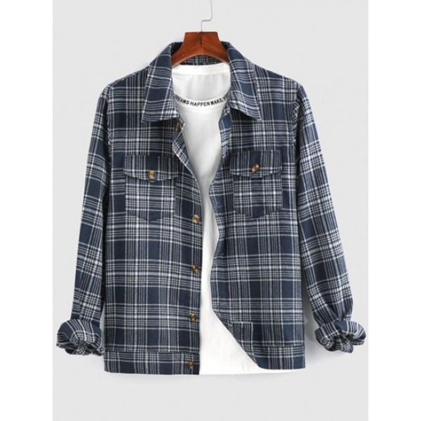 Plaid Pattern Shirt Jacket