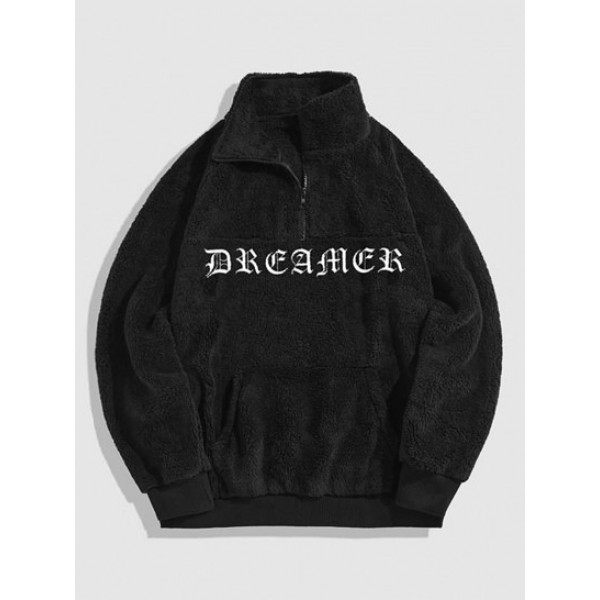 DREAMER Embroidered Fluffy Pullover Jacket