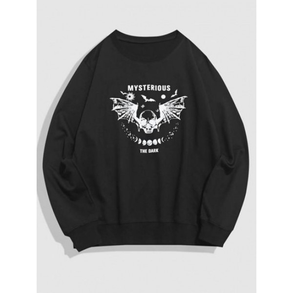 Halloween Skull Bat Graphic Print Y2K Ae...