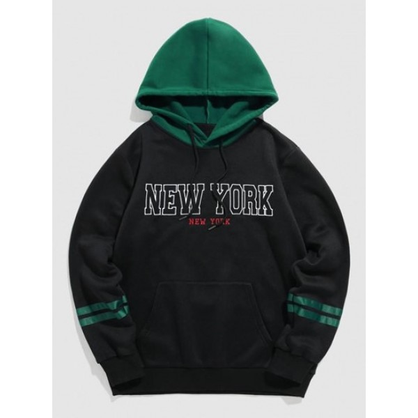 Colorblock NEW YORK Embroider Fleece-lin...