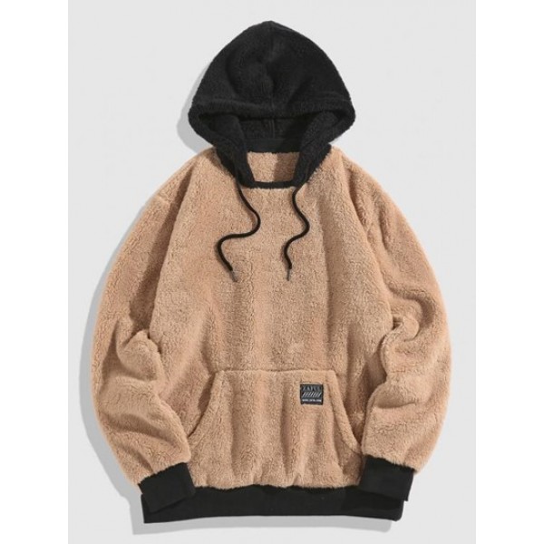 Polar Fluffy Fleece Colorblock Hoodie