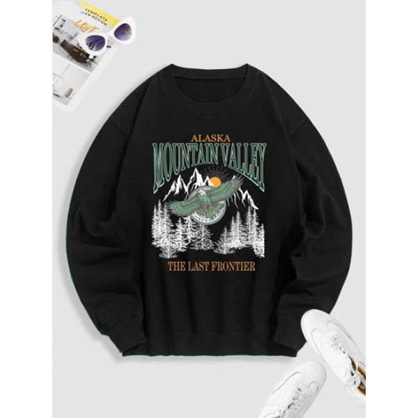 Crewneck ALASKA MOUNTAIN VALLEY Eagle Gr...