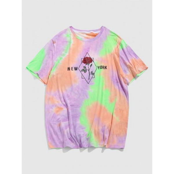 Tie Dye Rose New York Short Sleeve T-shi...