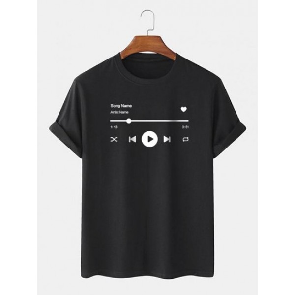 Music Player Graphic Cuffed Sleeve Tee