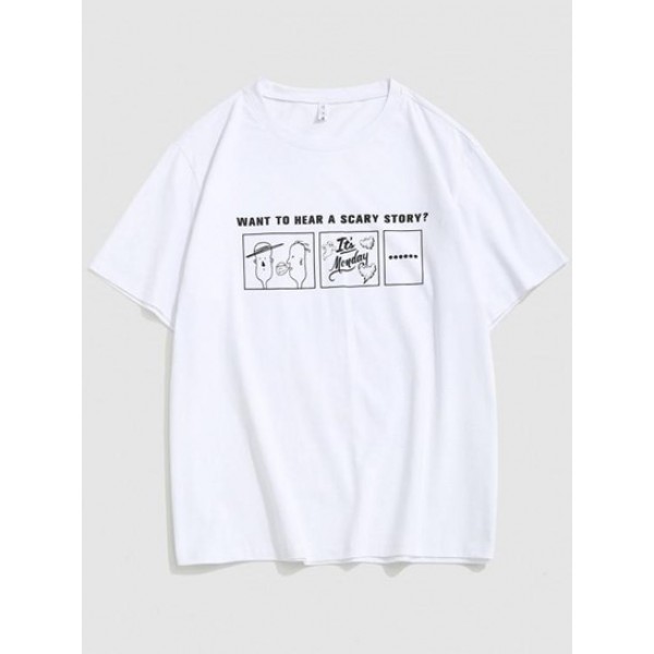 Cartoon Ghost Slogan Graphic Print Basic...