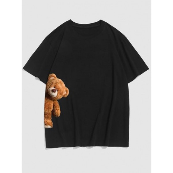 Funny Bear Graphic Side T-shirt