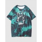Tie Dye Animal Bear Print Short Sleeve T-shirt