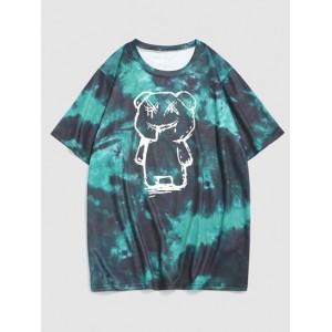 Tie Dye Animal Bear Print Short Sleeve T...