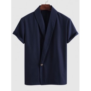 Short Sleeve Button Casual Kimono Shirt...