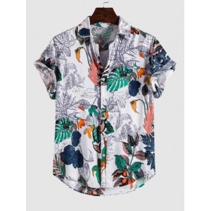 Tropical Print Hawaii Short Sleeve Vacat...