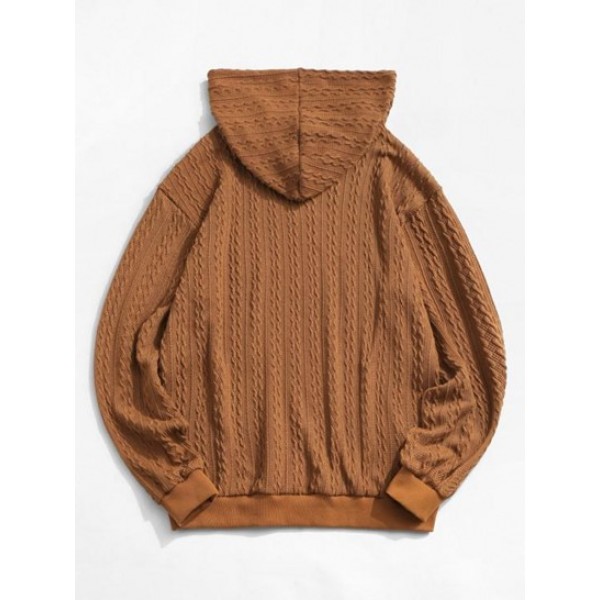 Drawstring Jacquard Hoodie Sweater