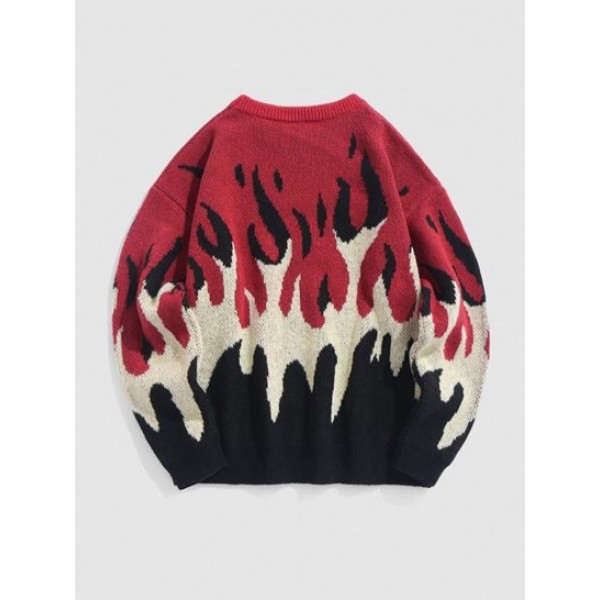 Fire Flame Graphic Y2K Aesthetic Sweater