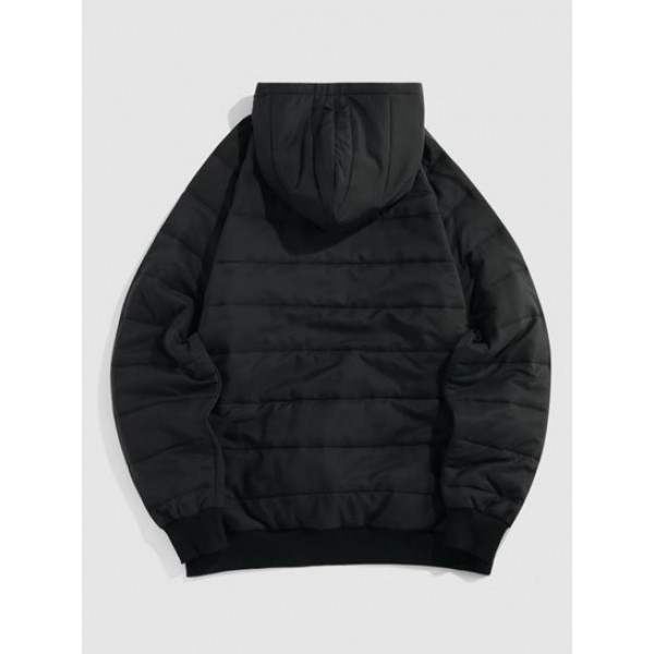 Raglan Sleeve Kangaroo Pocket Hooded Pullover Padded Jacket