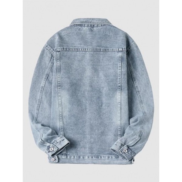 Light Wash Letter Patch Jean Jacket