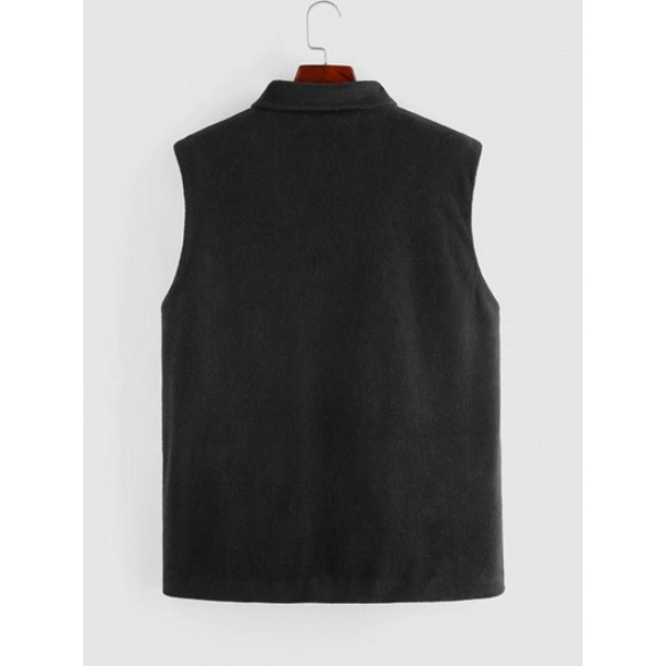 Letter Patched Fleece Vest