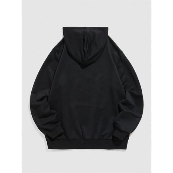 Letter NEW YORK Pattern Half Zip Pullover Essentials Hoodie