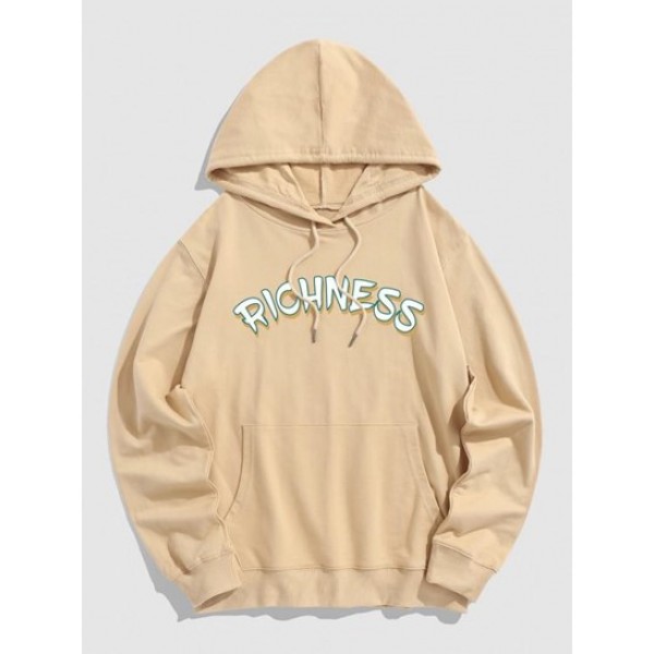 Letter RICHNESS Rabbit Graphic Printed Pullover Hoodie