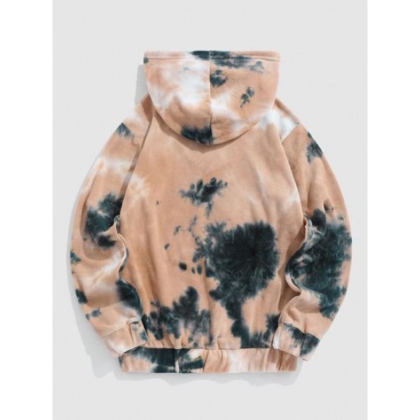 Tie Dye Polar Fleece Hoodie With Built-in Warm Mask