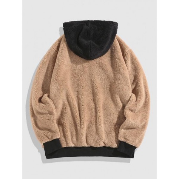 Polar Fluffy Fleece Colorblock Hoodie