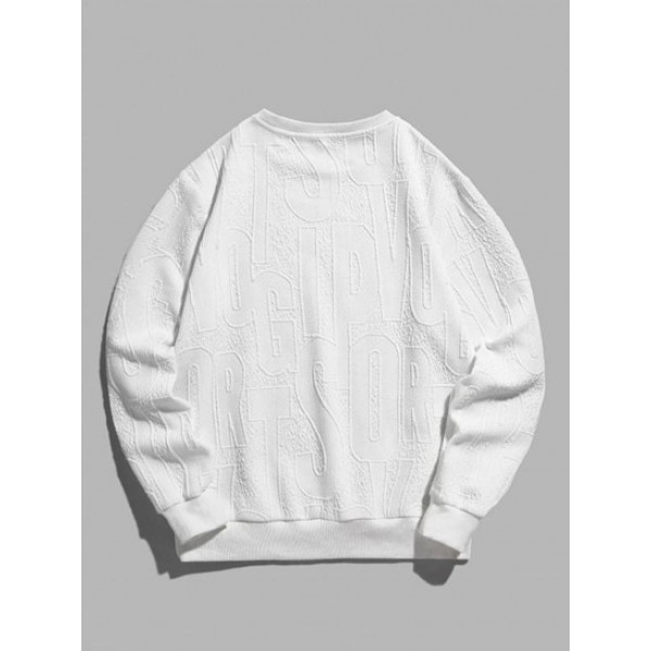 Letter Jacquard Weave Pullover Sweatshirt