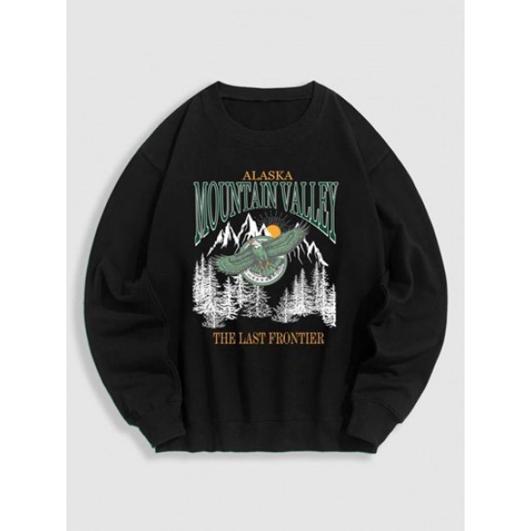 Crewneck ALASKA MOUNTAIN VALLEY Eagle Graphic Sweatshirt