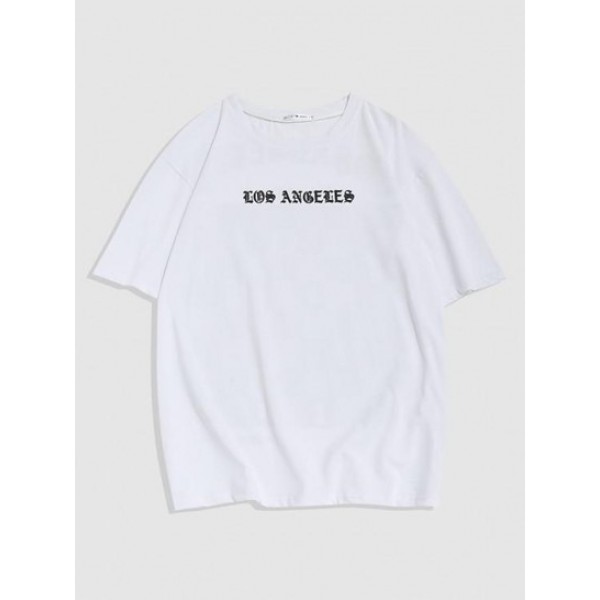 Streetwear Checkerboard LOS ANGELES Graphic Casual T-shirt