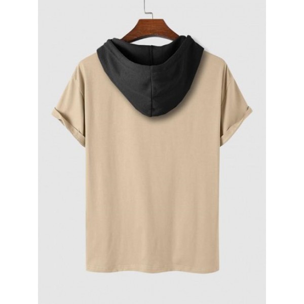 Japanese Pattern Drawstring Hooded T-shirt