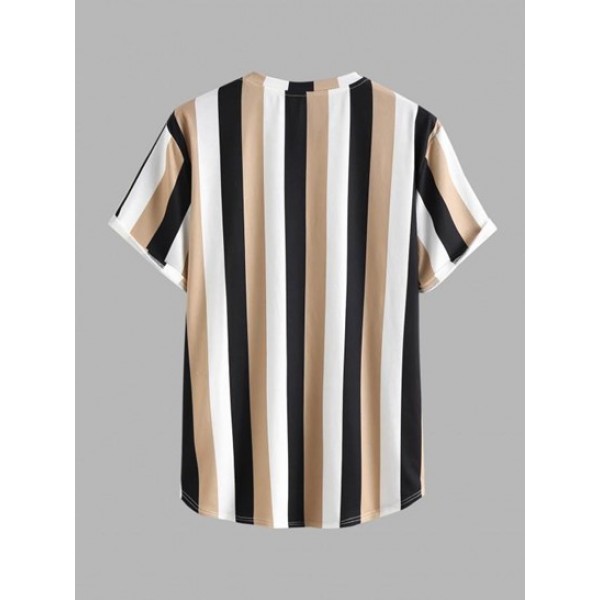 Vertical Stripe Graphic Short Sleeves Tee