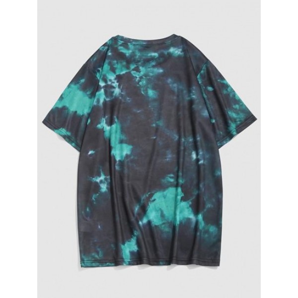 Tie Dye Animal Bear Print Short Sleeve T-shirt