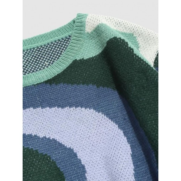 Colorblock Graphic Ribbed Y2K Aesthetic Sweater