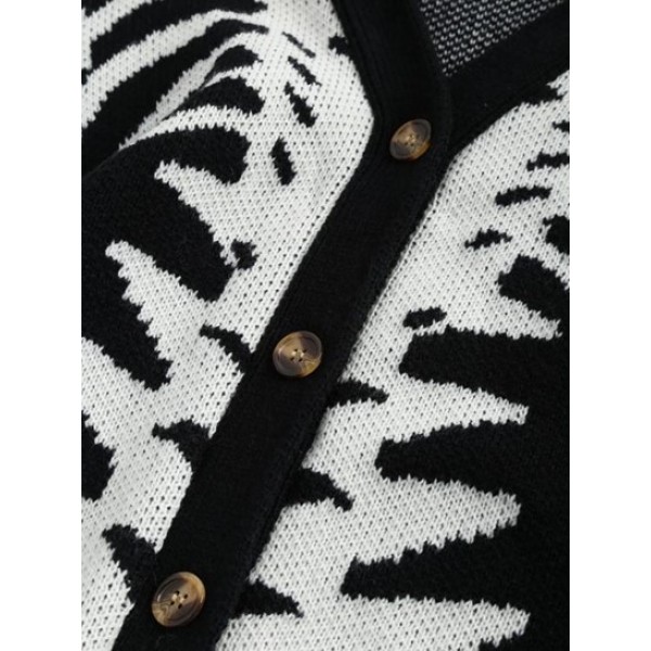 Halloween Skeleton Pattern Button Fly Cardigan