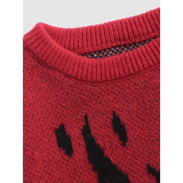 Fire Flame Graphic Y2K Aesthetic Sweater