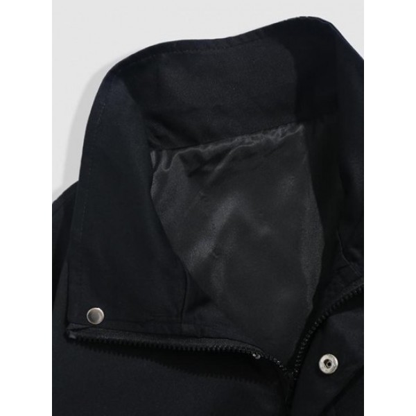 Drawstring Hem Slant Pockets Jacket