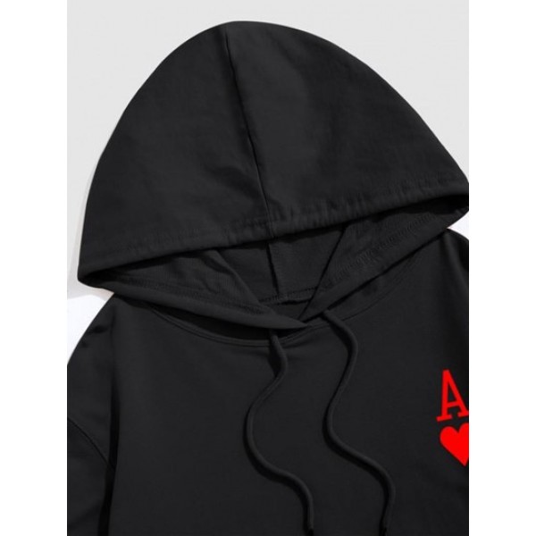 The Ace Of Hearts Playing Card Print Streetwear Pullover Hoodie