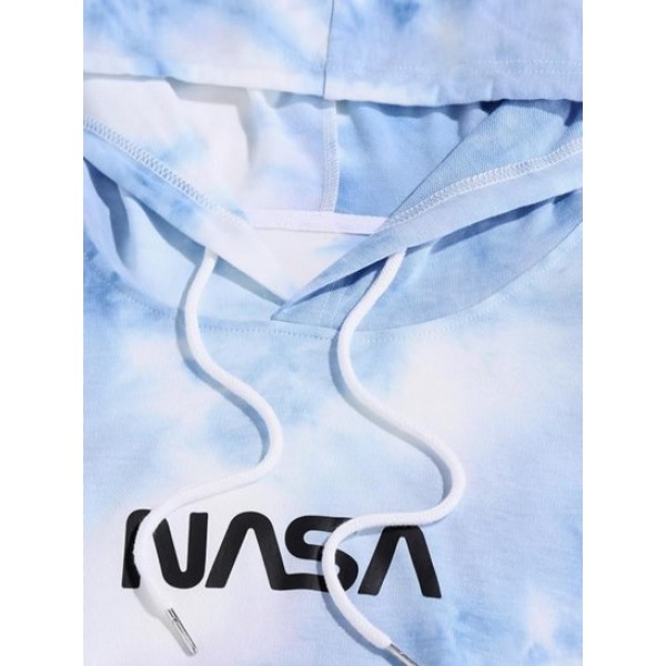 Streetwear Solar System Tie Dye Print Drawstring Hoodie