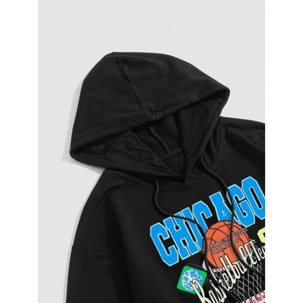 Front Pocket Chicago Basketball Graphic Hoodie