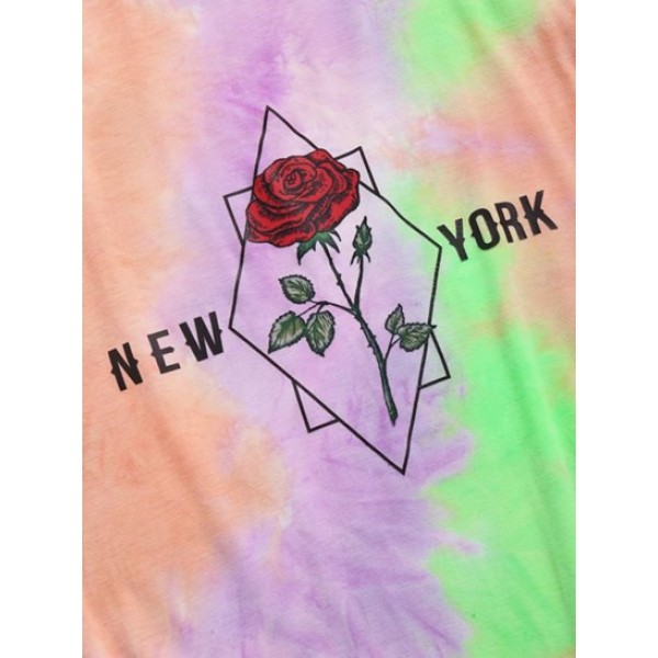 Tie Dye Rose New York Short Sleeve T-shirt