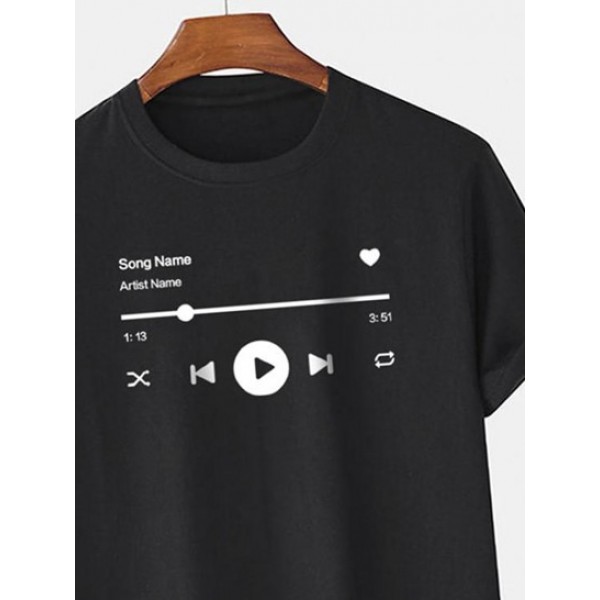 Music Player Graphic Cuffed Sleeve Tee