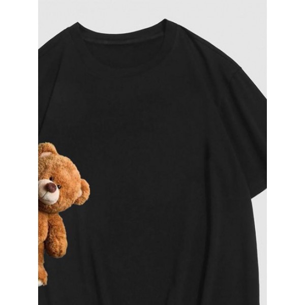 Funny Bear Graphic Side T-shirt