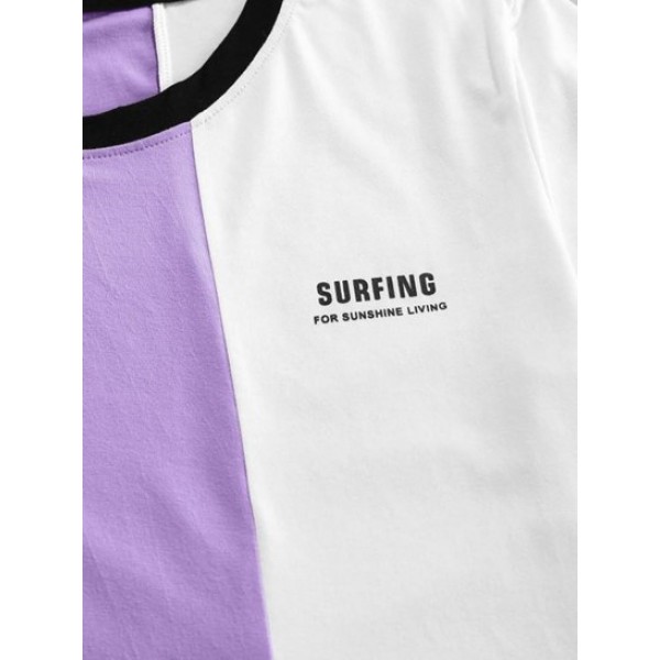 Letter Print Contrast Slogan T-shirt