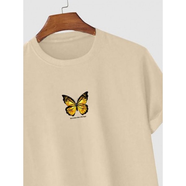 Butterfly Printed Short Sleeves Classic T-shirt