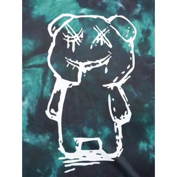 Tie Dye Animal Bear Print Short Sleeve T-shirt