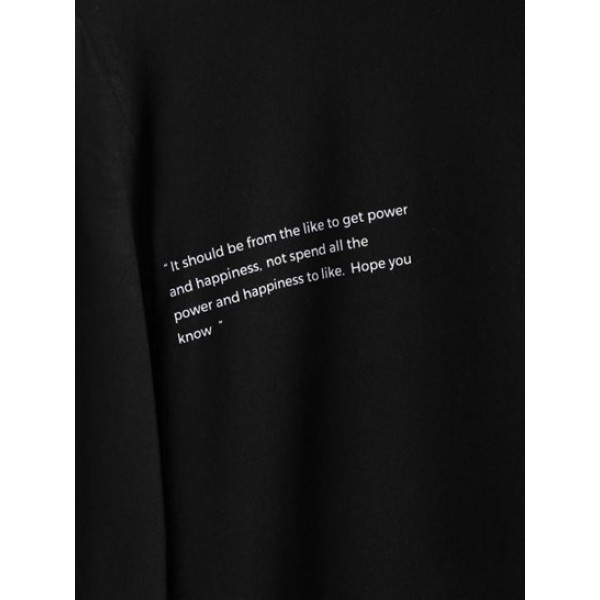 Sentence Pattern High Neck Long Sleeves T-shirt